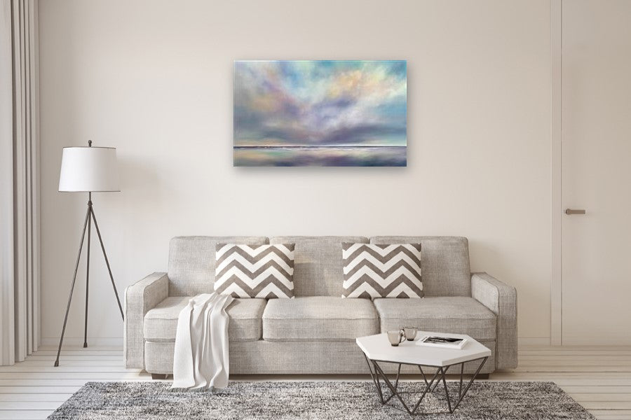 Shoreline Cloudscape by Nancy Hughes Miller |  In Room View of Artwork 