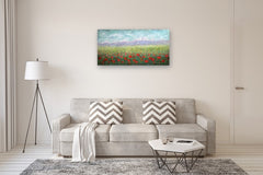 Original art for sale at UGallery.com | Alluring Poppies Revisited by Sally Adams | $2,900 | acrylic painting | 24' h x 48' w | thumbnail 5