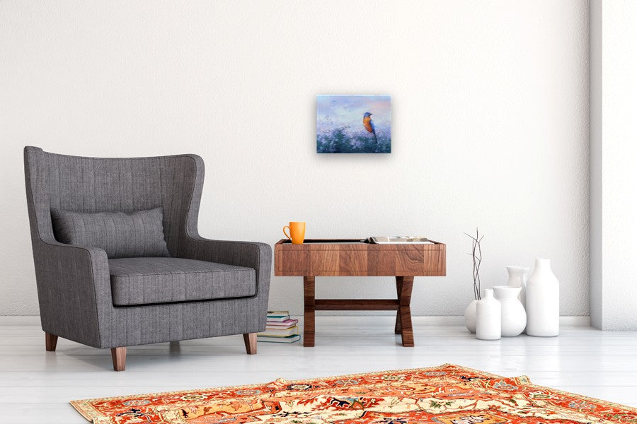 Eastern Blue Bird by Viktoria Majestic |  In Room View of Artwork 