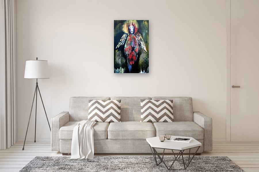 An Angel with Gold and Crimson Halo by Scott Dykema |  In Room View of Artwork 
