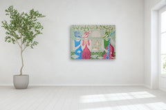Original art for sale at UGallery.com | Admiring by Arvind Kumar Dubey | $7,050 | acrylic painting | 42' h x 54' w | thumbnail 5