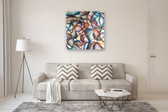 Original art for sale at UGallery.com | Atardecer by Mabel Serena | $2,250 | acrylic painting | 39.4' h x 39.4' w | thumbnail 5