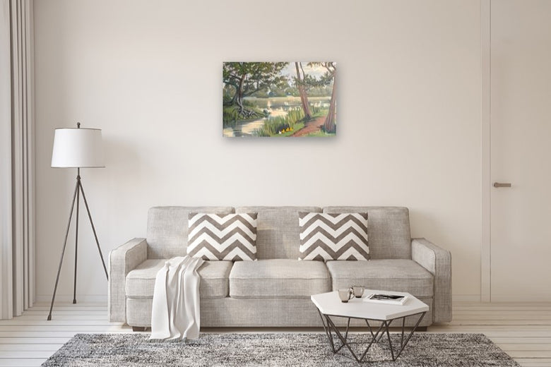 A Gray Day with Ducks - Commission by Jesse Aldana |  In Room View of Artwork 