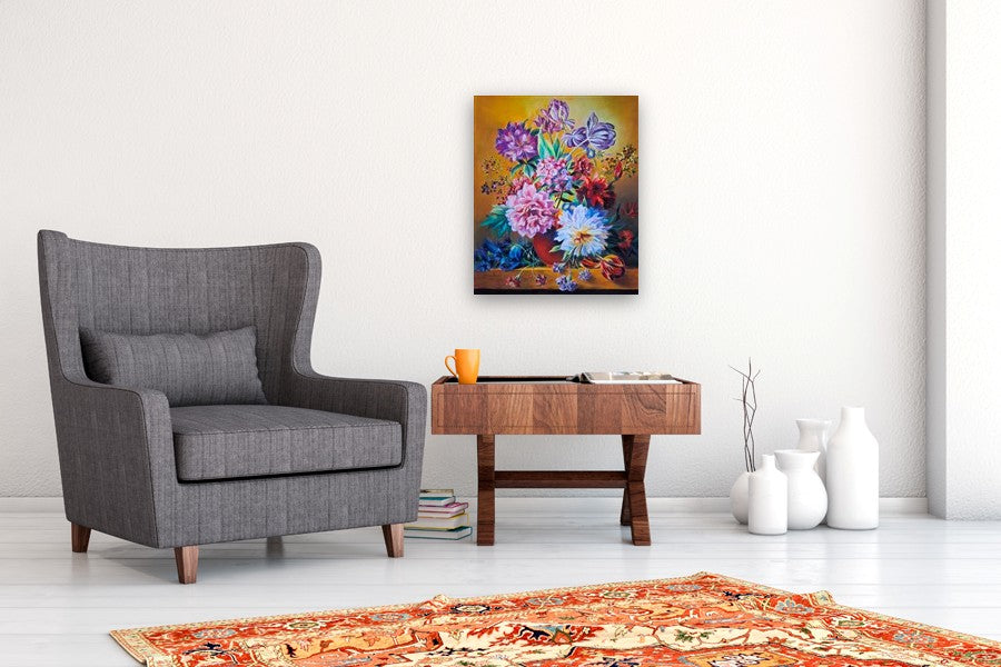 Still Life with Flowers in the Style of Dutch Masters 2 by Viktoria Goudbeek |  In Room View of Artwork 