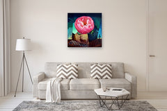 Original art for sale at UGallery.com | One Blossom One World. Peony & Deer I by Guigen Zha | $2,500 | oil painting | 36' h x 36' w | thumbnail 5