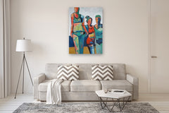 Original art for sale at UGallery.com | Swim Friends by Gail Ragains | $3,800 | acrylic painting | 48' h x 36' w | thumbnail 5