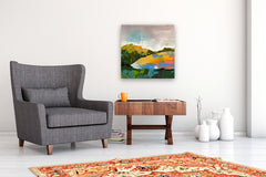 Original art for sale at UGallery.com | Hillside in Gold by Sarah Parsons | $1,150 | oil painting | 24' h x 24' w | thumbnail 5