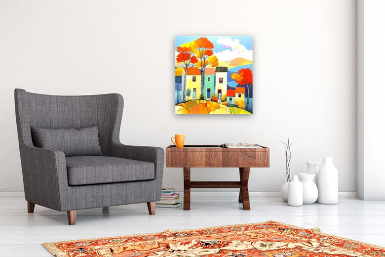 Cloudy Day in the Neighborhood by John Jaster |  In Room View of Artwork 