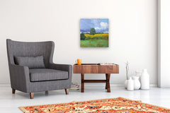 Original art for sale at UGallery.com | Yellow Field with Clouds by Janet Dyer | $975 | acrylic painting | 20' h x 20' w | thumbnail 5