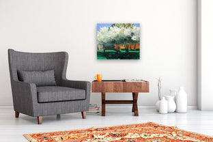 Spring Trees by Good Samaritan by Janet Dyer |  In Room View of Artwork 