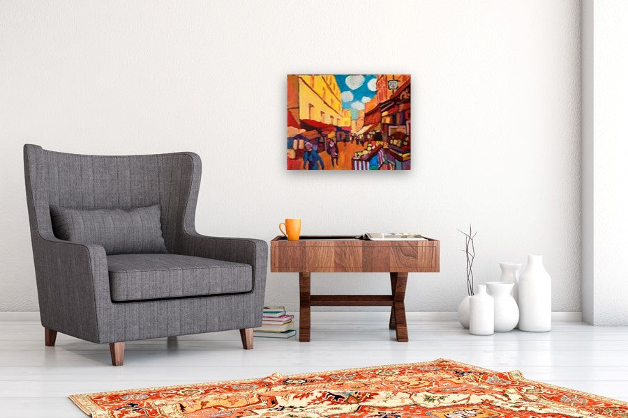 Walking through the Market by Robert Hofherr |  In Room View of Artwork 