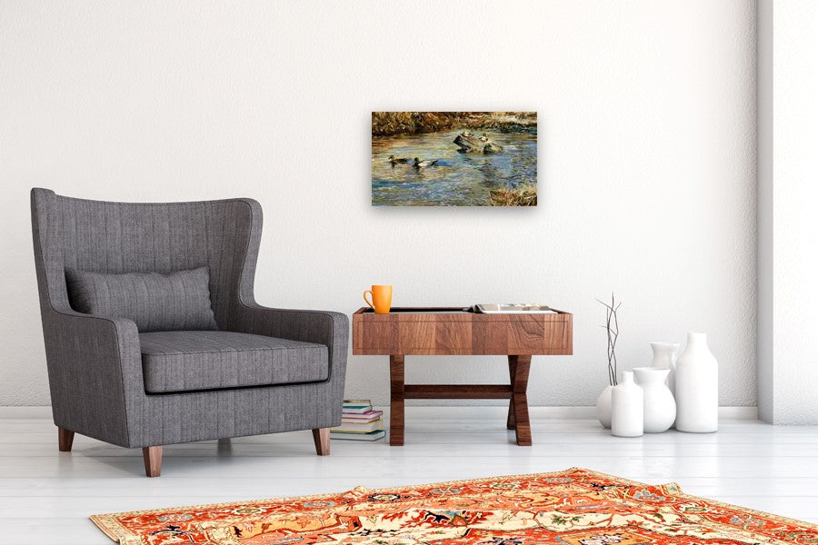 Mallard Pairs in Winter by Onelio Marrero |  In Room View of Artwork 