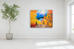 Original art for sale at UGallery.com | The Falling Leaves by Stanislav Sidorov | $11,000 | oil painting | 48' h x 60' w | thumbnail 5