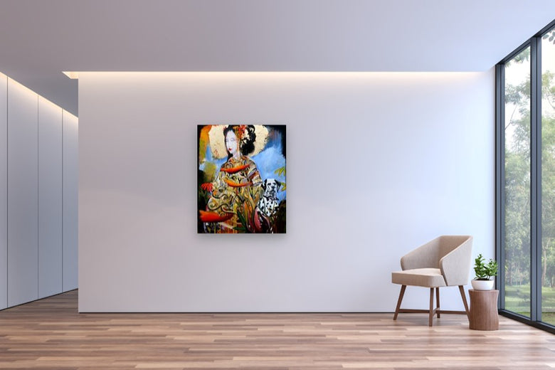 Geisha with a Red Flower by Scott Dykema |  In Room View of Artwork 