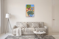 Original art for sale at UGallery.com | Apps on the Patio with Hostas by Peg Belcastro | $1,100 | acrylic painting | 36' h x 24' w | thumbnail 5