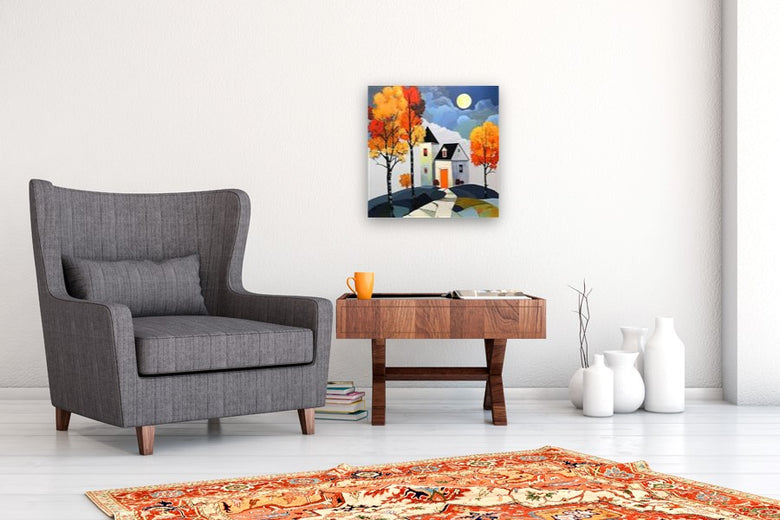 Under a Harvest Moon by John Jaster |  In Room View of Artwork 