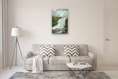 Original art for sale at UGallery.com | Majestic Cascade by Mandy Main | $1,000 | oil painting | 36' h x 24' w | thumbnail 5