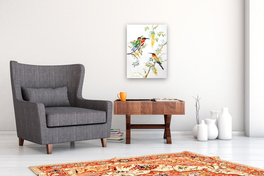 Bee Eaters and Acacia by Suren Nersisyan |  In Room View of Artwork 