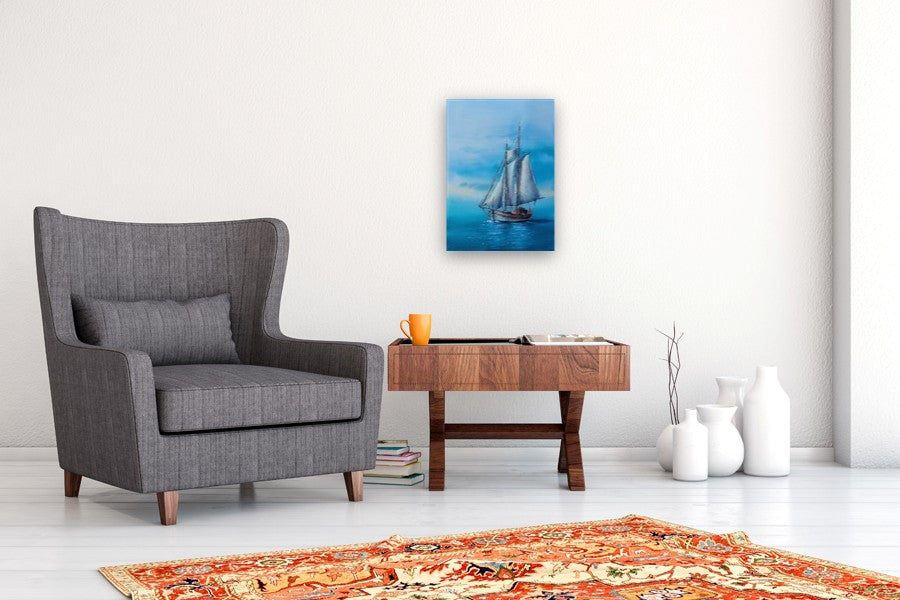 Azure Sea. by Erika Kocsi |  In Room View of Artwork 