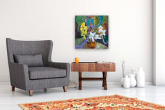 Original art for sale at UGallery.com | Fresh Flowers by Robert Hofherr | $1,300 | acrylic painting | 24' h x 24' w | thumbnail 5