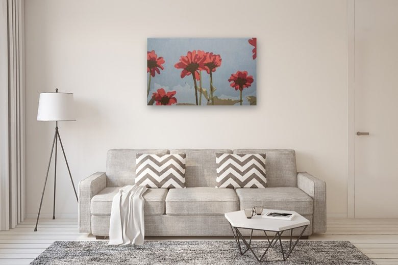 Red Blossoms Within the Quiet Sky by Nicole Lamothe |  In Room View of Artwork 