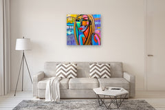 Original art for sale at UGallery.com | Portrait in  a Room with a View by Allen Wittert | $3,100 | acrylic painting | 35.9' h x 35.9' w | thumbnail 5