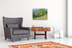 Original art for sale at UGallery.com | Houses by Field, Provence by Janet Dyer | $975 | acrylic painting | 18' h x 24' w | thumbnail 5