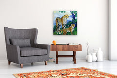 Original art for sale at UGallery.com | Felidae. Watchful Tranquility by Guigen Zha | $1,350 | oil painting | 24' h x 24' w | thumbnail 5