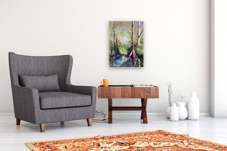River Cypress, Spring Light by Elizabeth Garat |  In Room View of Artwork 
