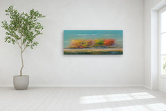 Original art for sale at UGallery.com | Autumn Color’s in Misty Land by George Peebles | $5,400 | oil painting | 30' h x 72' w | thumbnail 5