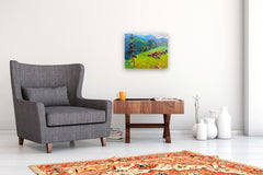 Original art for sale at UGallery.com | Morning in the Carpathian Mountains by Oleksiy Ivanyuk | $900 | oil painting | 15.75' h x 19.68' w | thumbnail 5