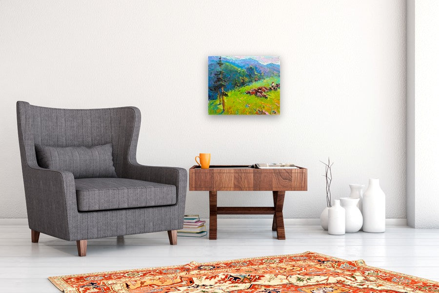 Morning in the Carpathian Mountains by Oleksiy Ivanyuk |  In Room View of Artwork 