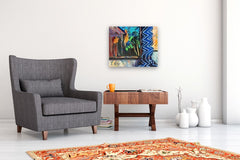 Original art for sale at UGallery.com | Threshold with Blue Curtain by Lynne Meneses | $1,350 | acrylic painting | 20' h x 24' w | thumbnail 5