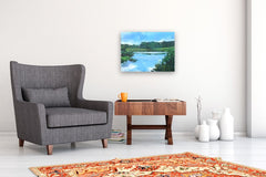 Original art for sale at UGallery.com | Marsh on a Sunny Day by Janet Dyer | $975 | acrylic painting | 18' h x 24' w | thumbnail 5