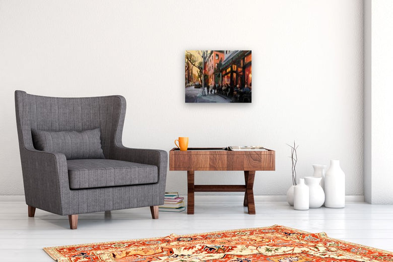 Dinnertime in the West Village by Jonelle Summerfield |  In Room View of Artwork 