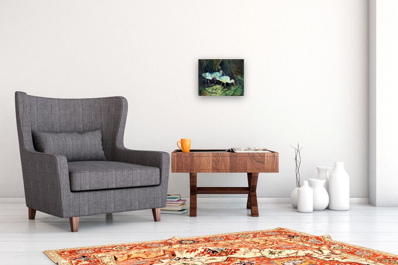 Ibis and Shadows by Jan Fontecchio Perley |  In Room View of Artwork 