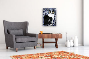 Rosemary on Deep Blue and Flowers by Jessica JH Roller |  In Room View of Artwork 