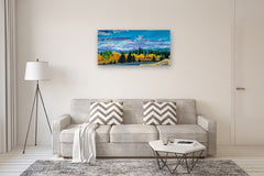 Original art for sale at UGallery.com | Gold on Peak to Peak by Renee Noel | $3,000 | acrylic painting | 24' h x 48' w | thumbnail 5