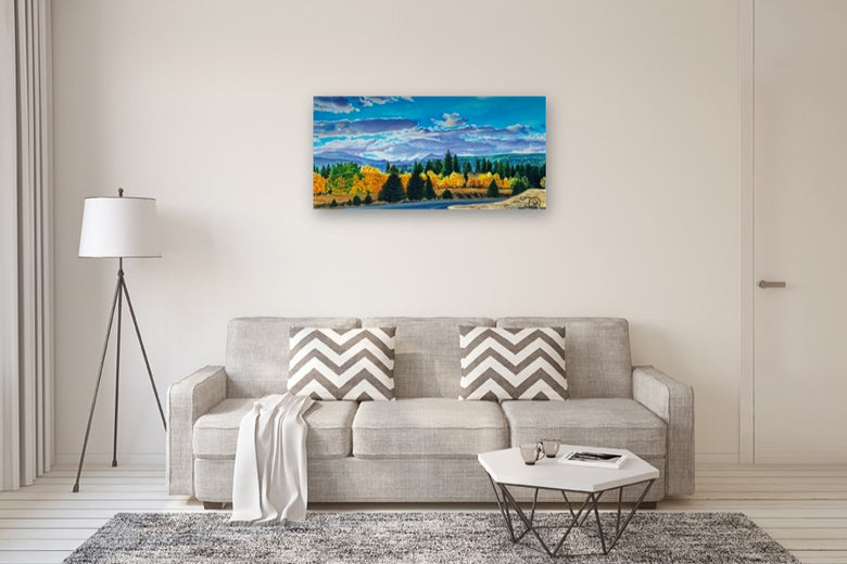 Gold on Peak to Peak by Renee Noel |  In Room View of Artwork 