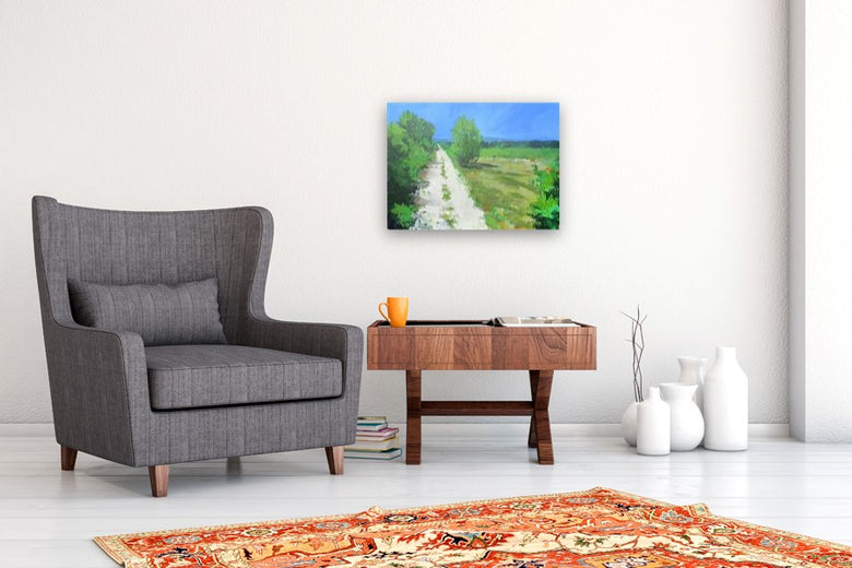 Path in Field, Provence by Janet Dyer |  In Room View of Artwork 