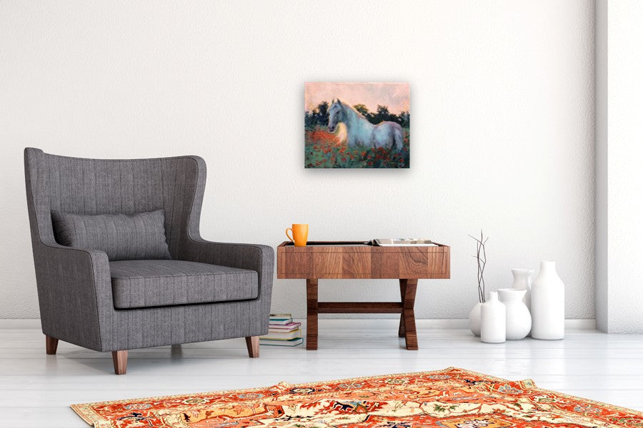 Poppy Field Sunset by Viktoria Majestic |  In Room View of Artwork 