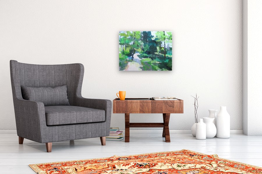 Path in Nature Preserve by Janet Dyer |  In Room View of Artwork 