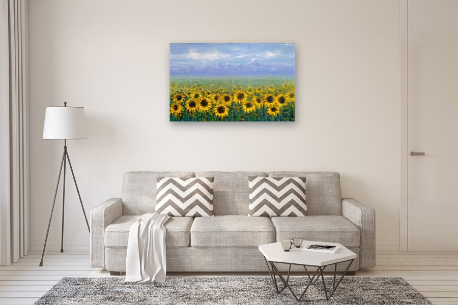 Field of Sunflowers by Sally Adams |  In Room View of Artwork 