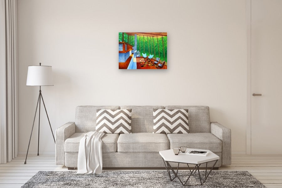 Teal Butterfly Chairs by Mitchell Freifeld |  In Room View of Artwork 