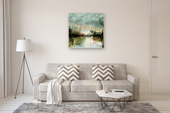 Original art for sale at UGallery.com | Evening in Silence by Ronda Waiksnis | $2,400 | oil painting | 36' h x 36' w | thumbnail 5