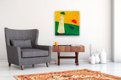 Original art for sale at UGallery.com | Woman and Umbrella by Robin Okun | $1,100 | acrylic painting | 24' h x 24' w | thumbnail 5