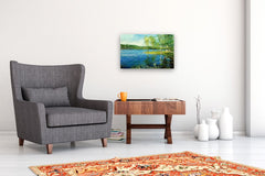 Original art for sale at UGallery.com | Leisure Lake Early Morning by Onelio Marrero | $1,050 | oil painting | 16' h x 24' w | thumbnail 5