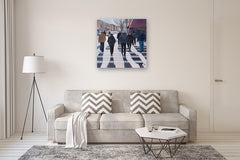 Original art for sale at UGallery.com | A Cold Day in the City by Carey Parks | $2,500 | acrylic painting | 36' h x 36' w | thumbnail 5