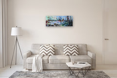 Original art for sale at UGallery.com | Forest Bathing in Blue by Arden Rose | $1,100 | acrylic painting | 16' h x 40' w | thumbnail 5