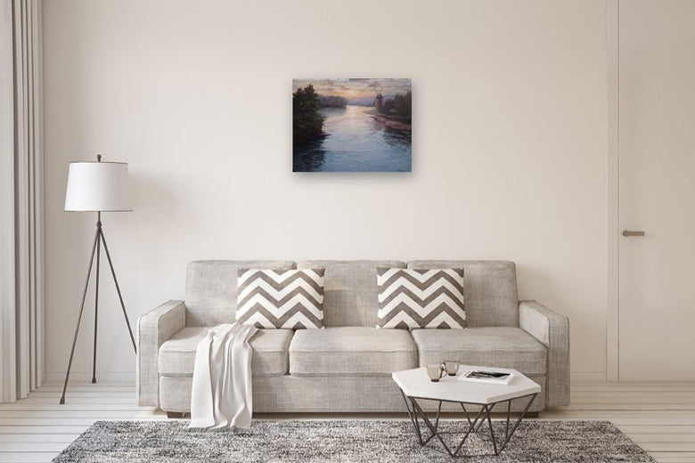 River Sunset by Shuxing Fan |  In Room View of Artwork 